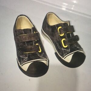 Kids Black and Brown Sneakers with Velcro Straps